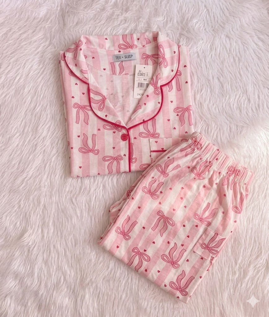 Ribbon heart T Classic summer PJ Set