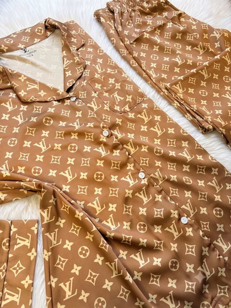LV honey silk satin Luxury pj set