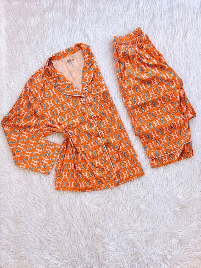 Her.mes silk satin Luxury pj set