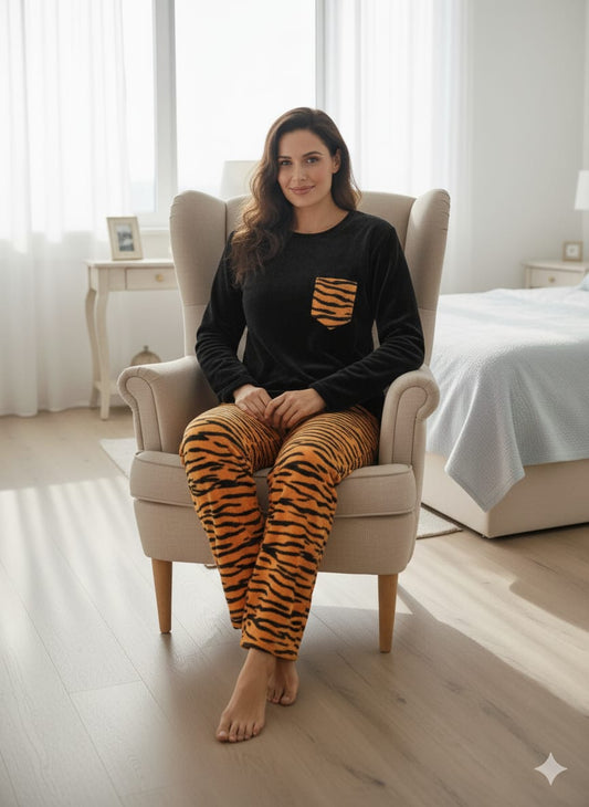 Leopard  black polar pj set