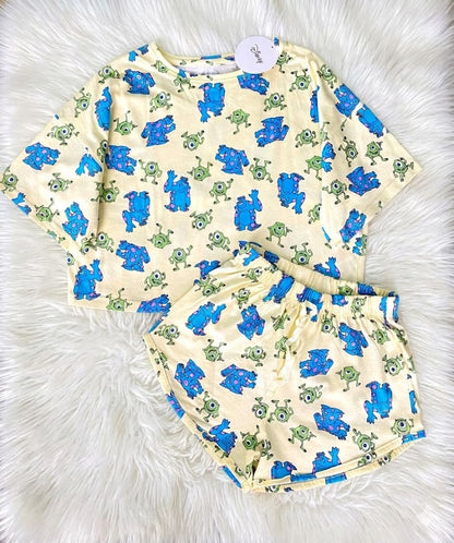 Monster's shorts pj set
