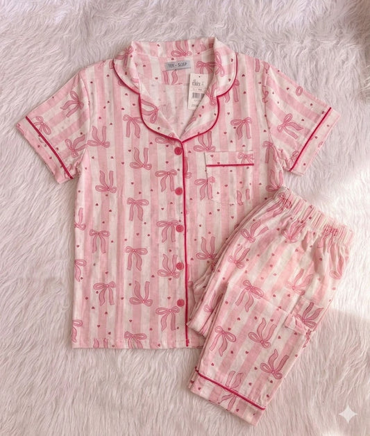 Ribbon heart  T Classic summer PJ Set