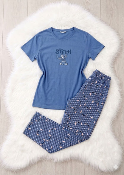 Stitch sand cotton pants summer pj set