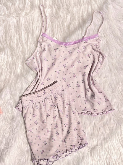 Baby flowers cami shorts pj set