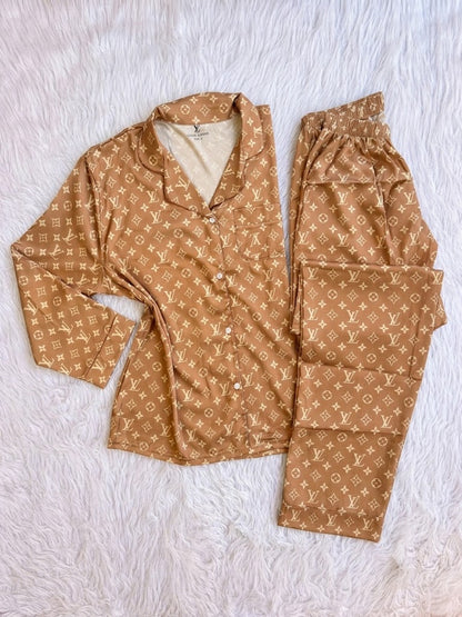 LV honey silk satin Luxury pj set