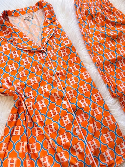 Her.mes silk satin Luxury pj set