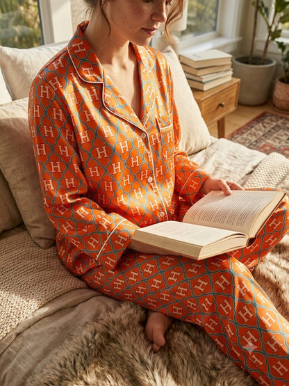 Her.mes silk satin Luxury pj set