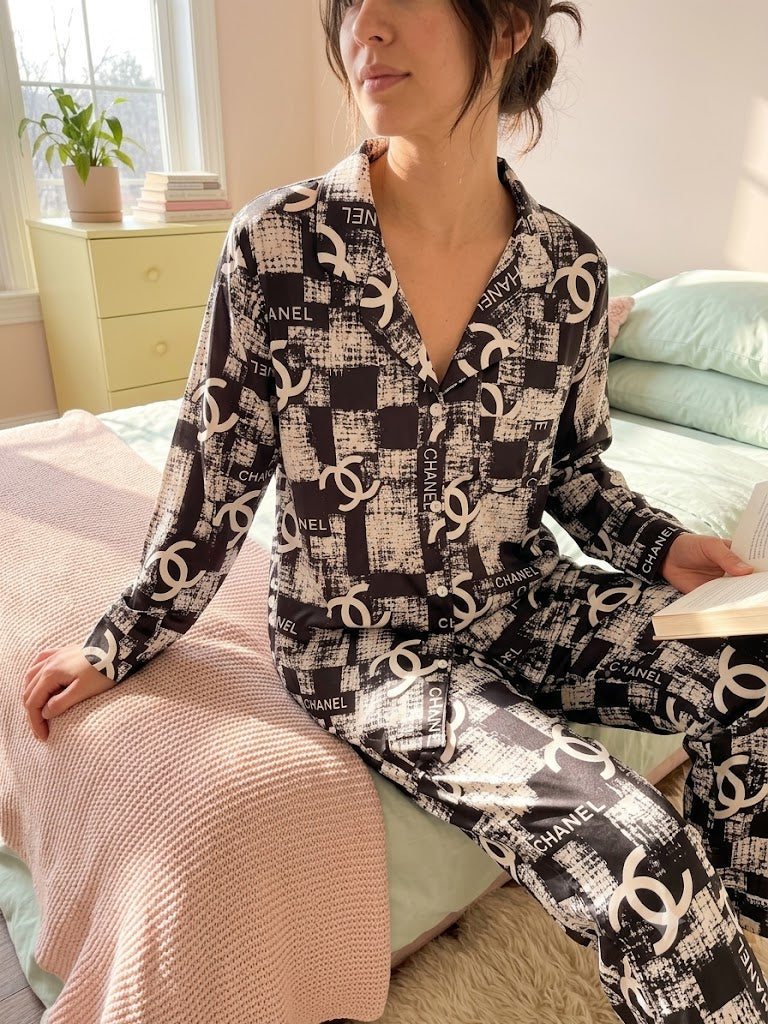 Chanel old silk satin Luxury pj set