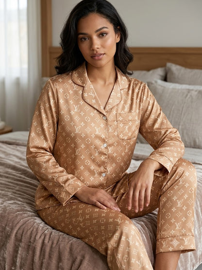 LV honey silk satin Luxury pj set