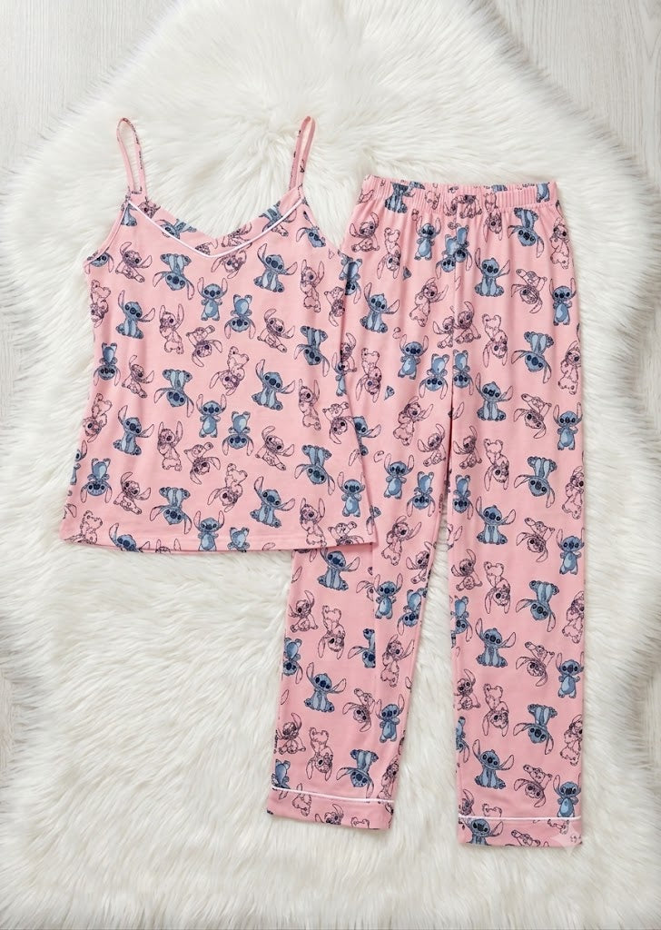 Stitch cami pants pj set