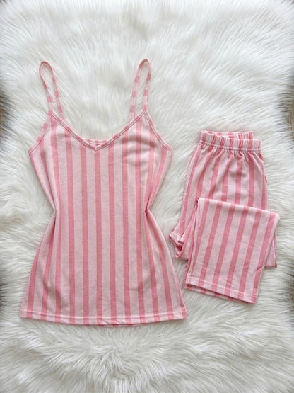 Striped T cami pants pj set