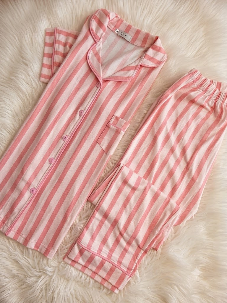 Pink stripes T classic summer PJ Set