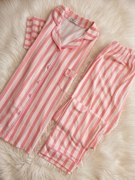 Pink stripes T classic summer PJ Set