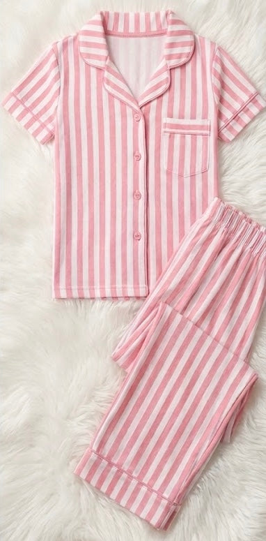Pink stripes T classic summer PJ Set