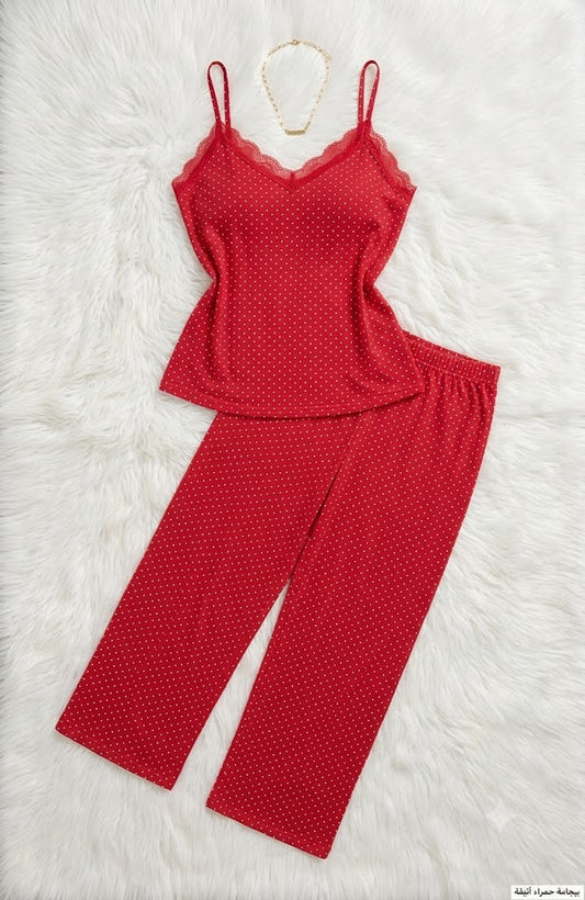 Polka red cami pants pj set