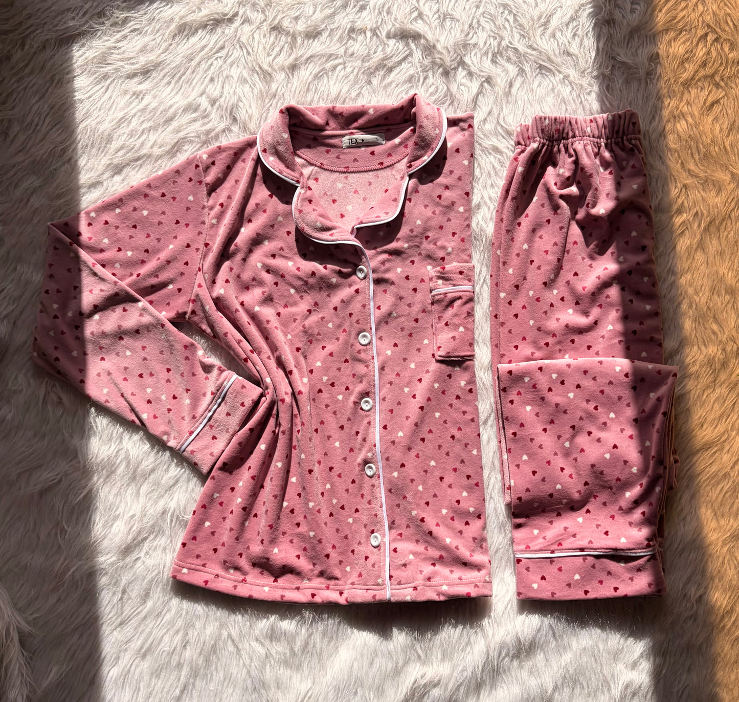 Mini hearts velvet classic pj set