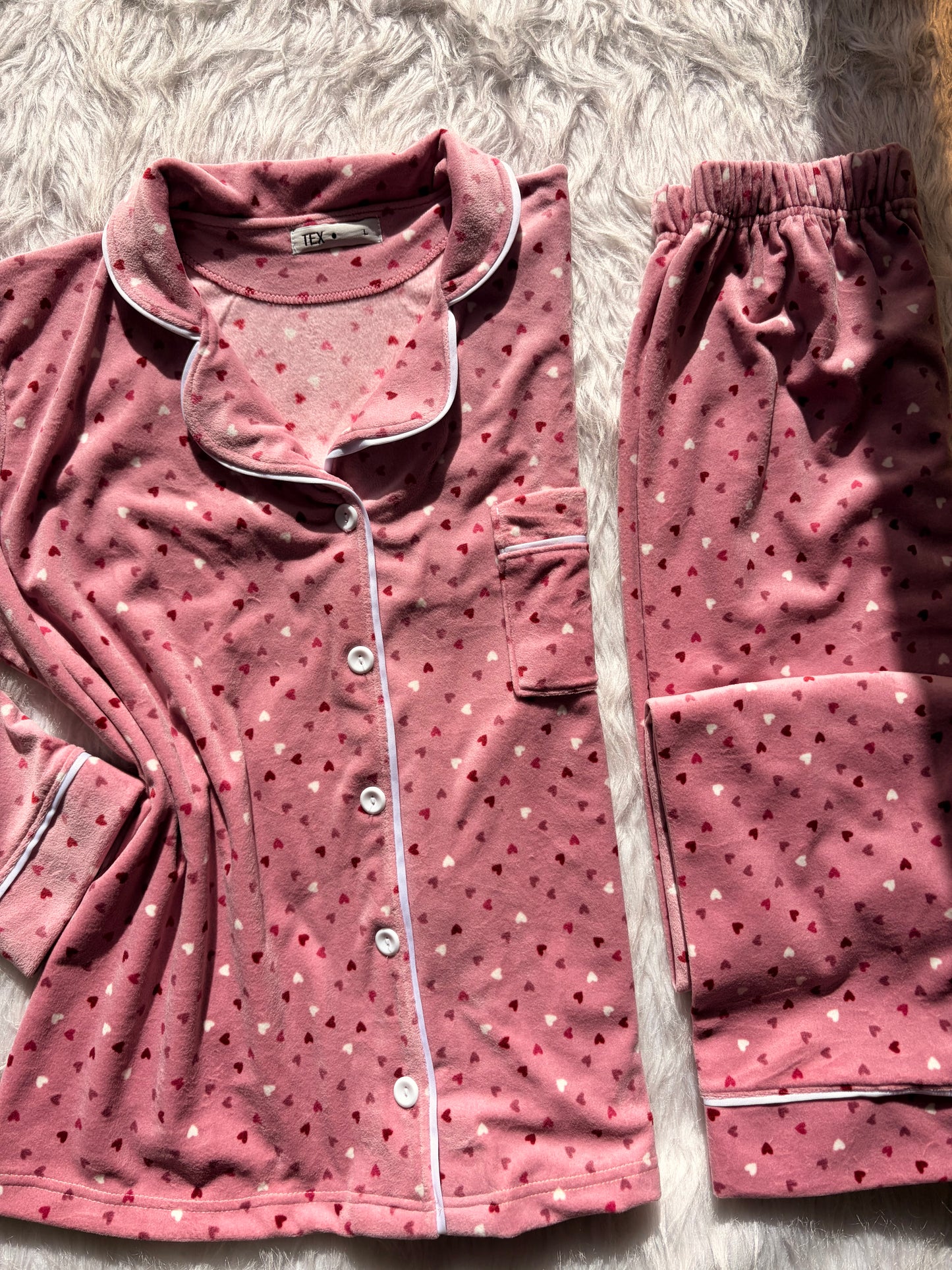 Mini hearts velvet classic pj set