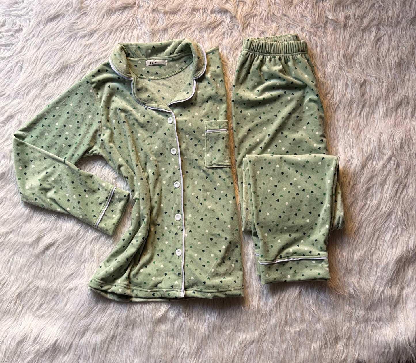 Mini hearts velvet classic pj set