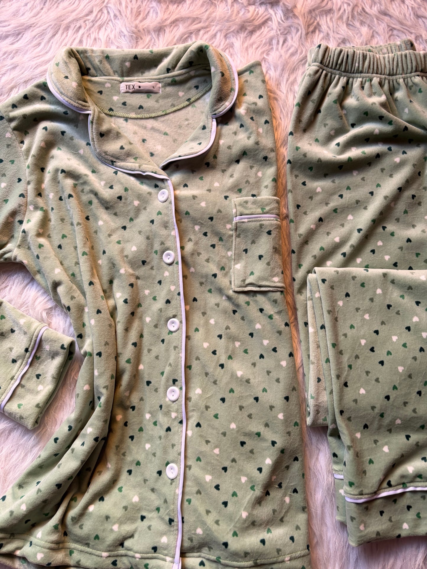 Mini hearts velvet classic pj set