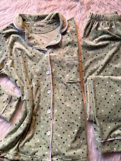 Mini hearts velvet classic pj set