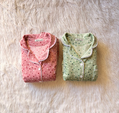 Mini hearts velvet classic pj set