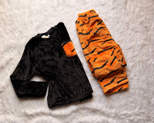 Leopard  black polar pj set
